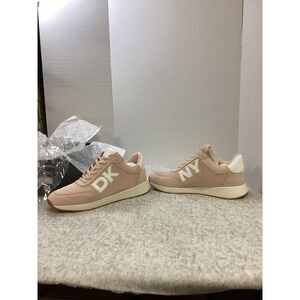 DKNY Oaks Logo Lace Up‎ Sneakers Pale Blush Pink Faux Suede Nylon Womens 11
